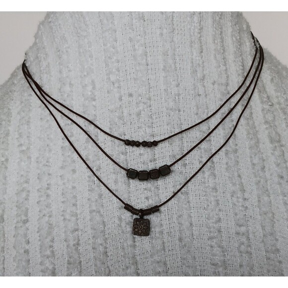 Vintage Satya 925 Signed Sterling Silver Flower Charms Layered Necklace 15-17 in - Picture 2 of 9